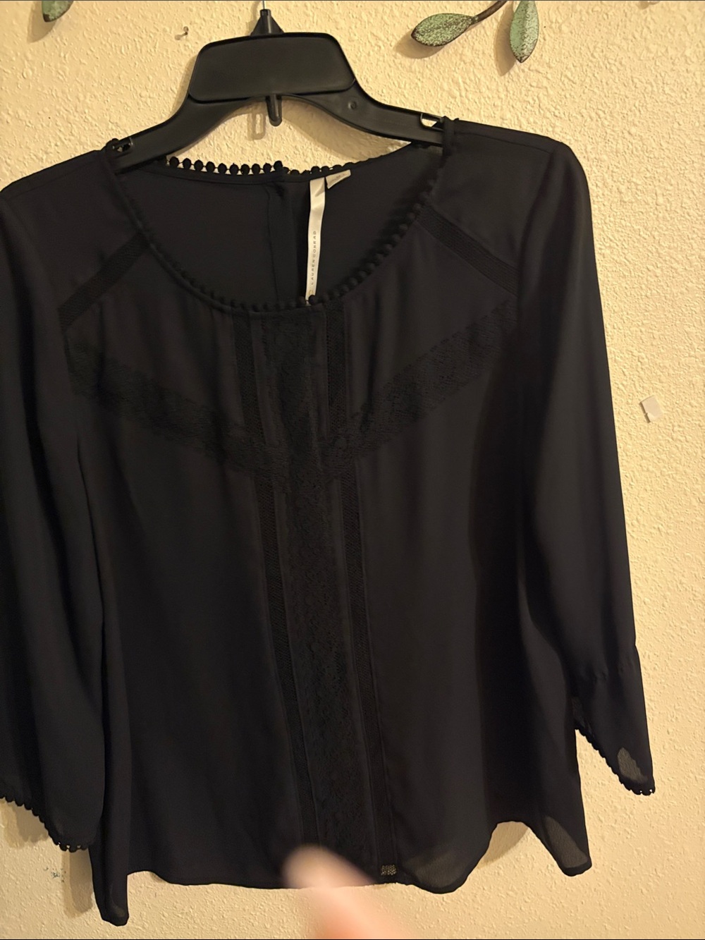 Black Women's Lace-Trim Blouse - Brand: